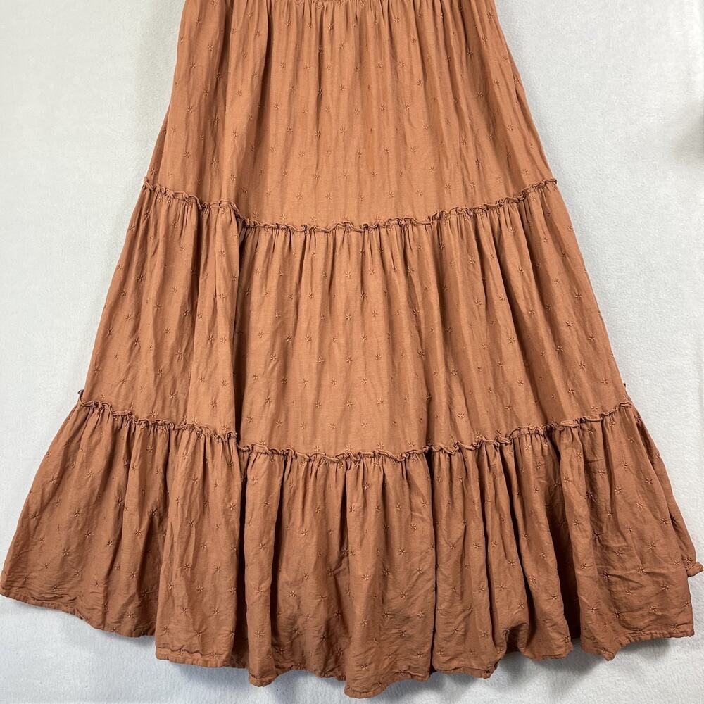 Old Navy Sleeveless Midi Dress XL Easter Smock Orange Smocked Tiered Ruffle - Picture 3 of 11